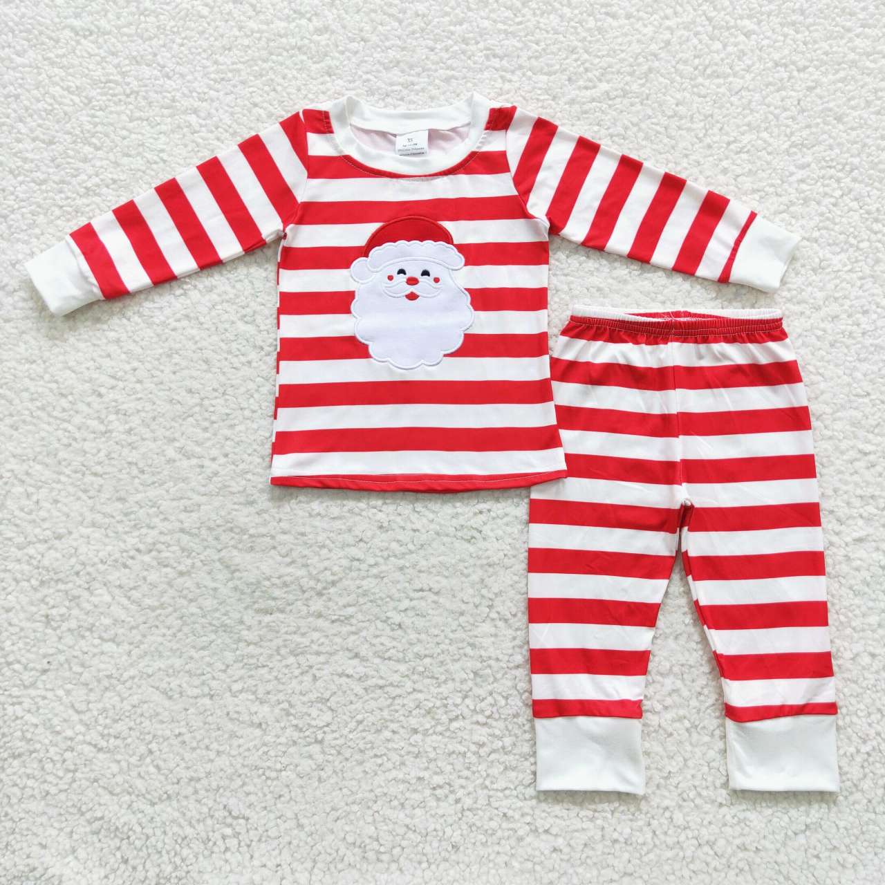 Boys Christmas Santa Red Striped Pajamas Set