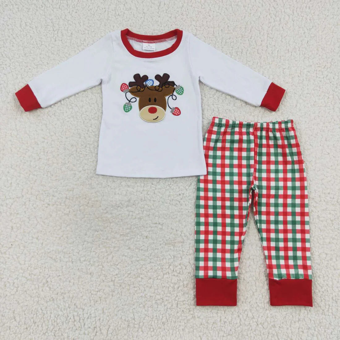 Sibling Baby Boys Girls Embroidery Deer Top Pants Christmas Clothes Sets