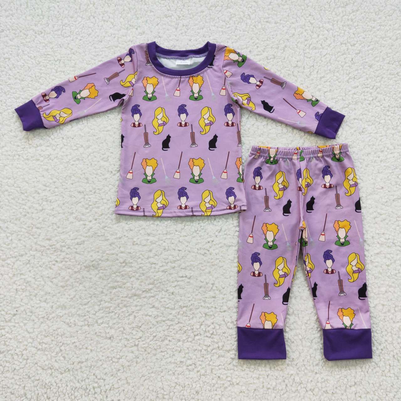 BLP0257 Baby Girls Halloween Purple Pajamas Set