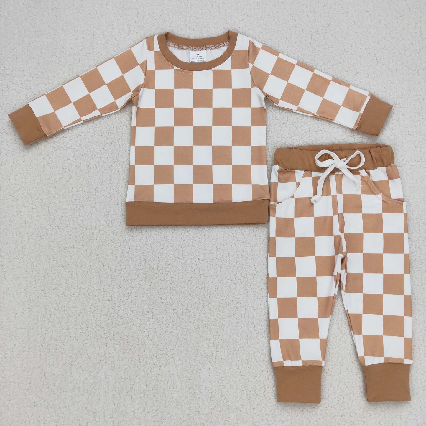 Baby Boys Khaki Plaid Top Pocket Pant Promotion Pajamas Set