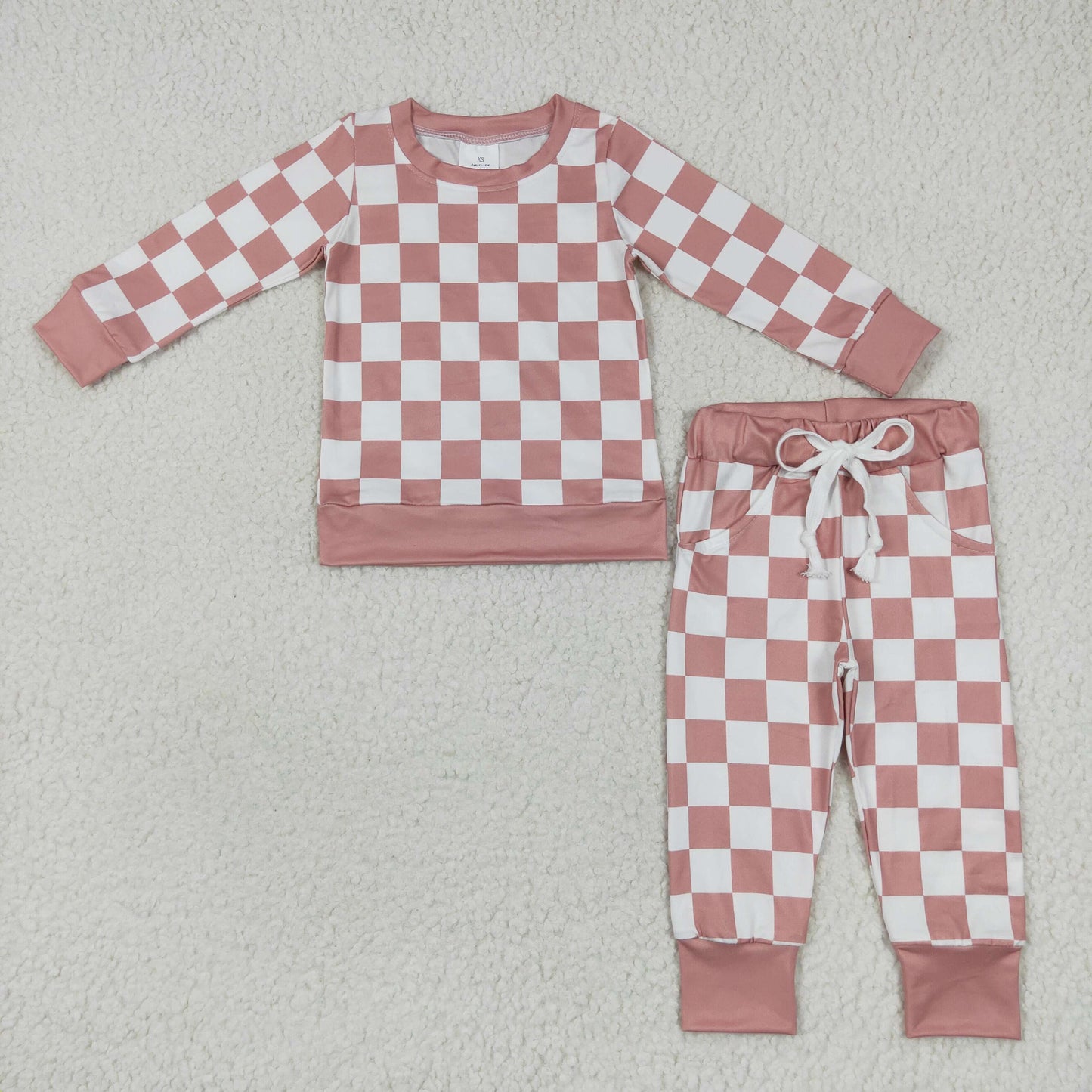 Baby Boys Pink Plaid Top Pocket Pant Promotion Pajamas Set