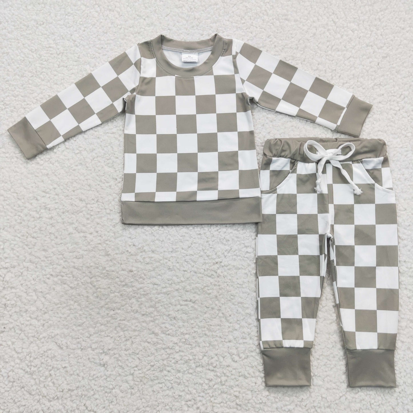 Sibling Baby Boys Checked Shirt Pants Pajama Set