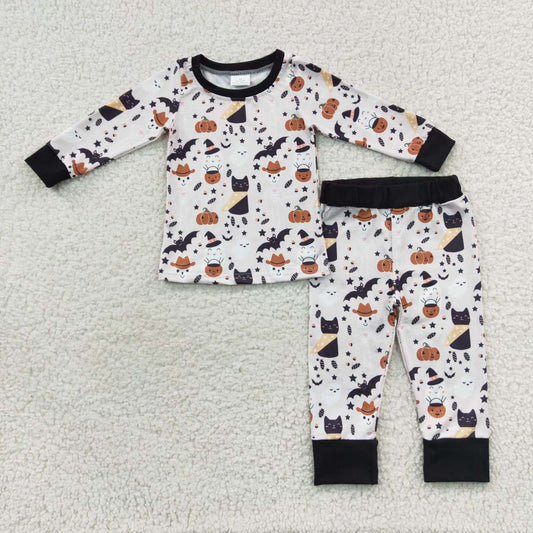 BLP0276 Kids Boys Halloween Ghost Pumpkin Pajamas Set