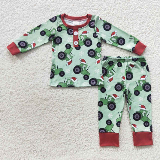 Baby Boys Christmas Tractors Pajamas Set