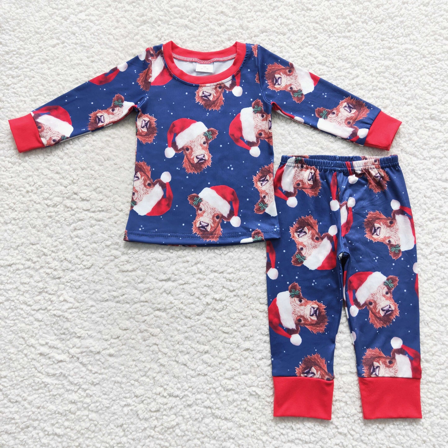 BLP0294 Baby Boys Christmas Highland Cow Pajamas Set