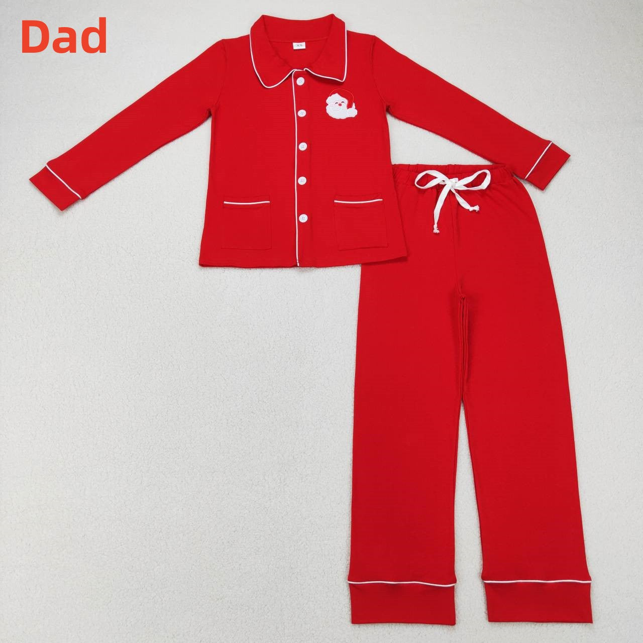 Family Christmas Embroidery Santa Red  Pajama and Romper