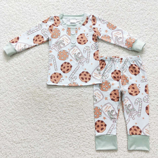 Baby Boys Christmas Cookie Milk Green Pajama Set