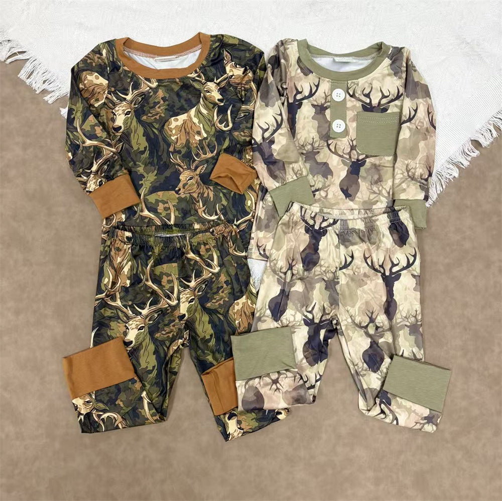 Kids Boys Sibling Huning Deer Long Sleeve Pajama Set