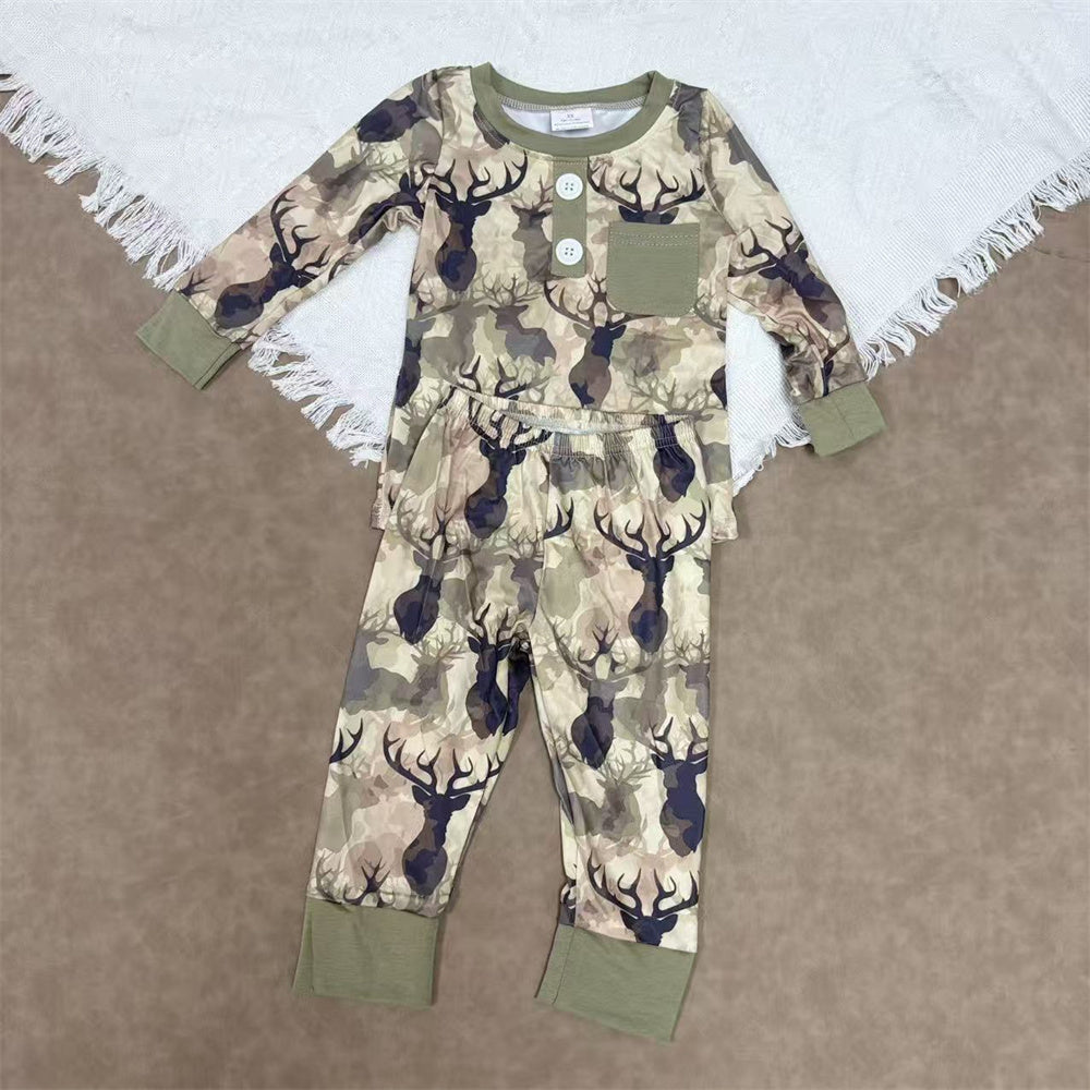 Kids Boys Sibling Huning Deer Long Sleeve Pajama Set