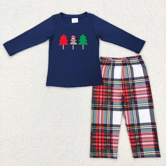 Baby Boys Christmas Tree Plaid Pants Set