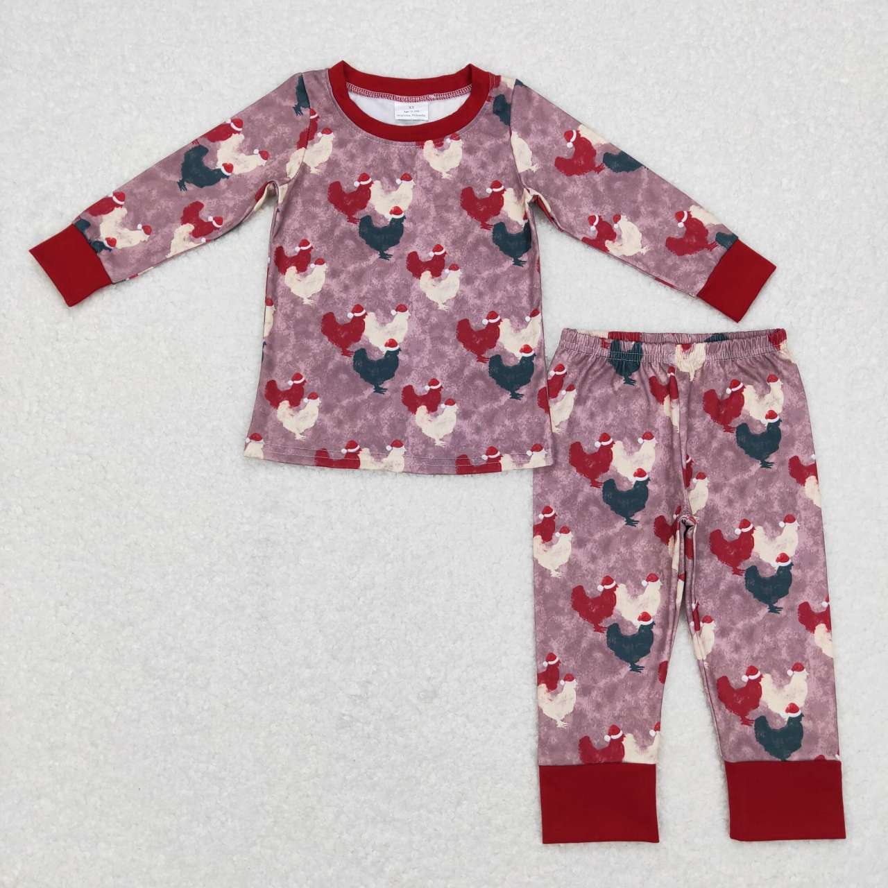 Kids Girls Christmas Chicken Long Sleeve Pajamas