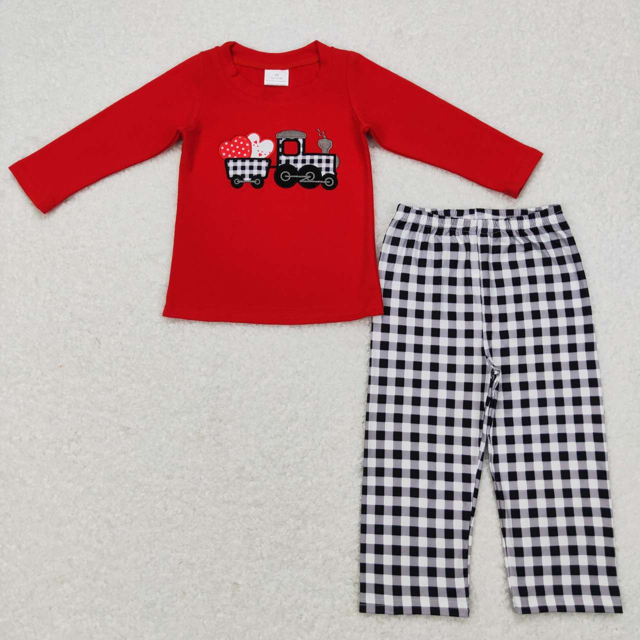 Sibling Boys Girls Valentines Hearts Tractor Rompers Clothing Sets