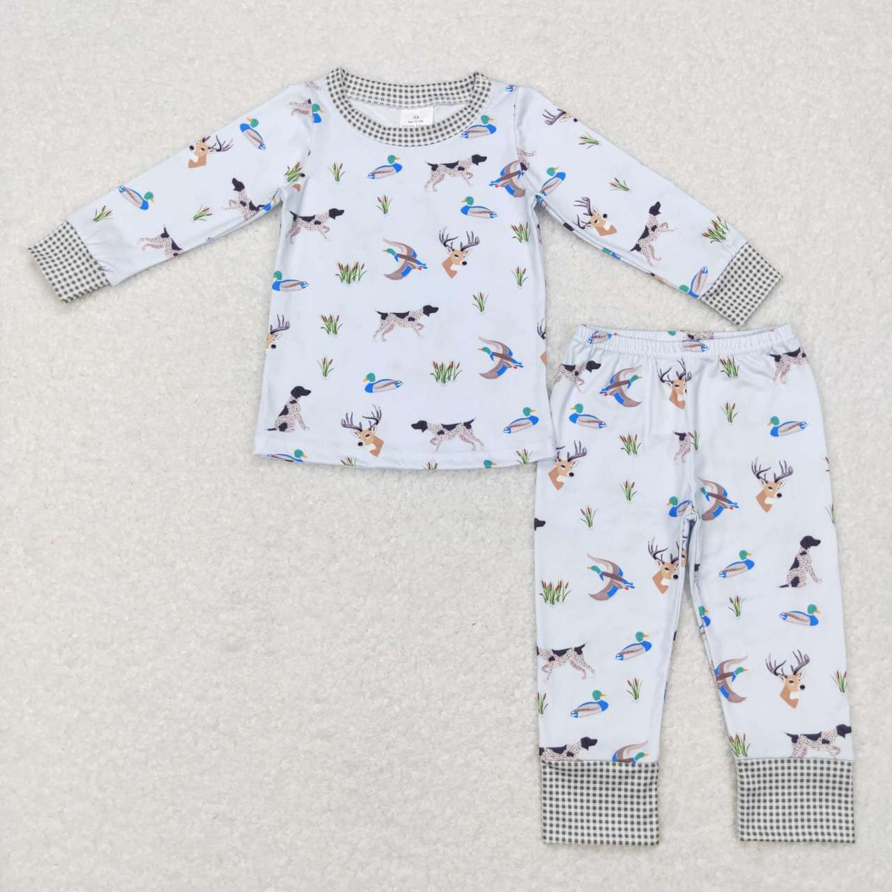 Kids Sibling Hunting Duck Dog Long Sleeve Pajama Set