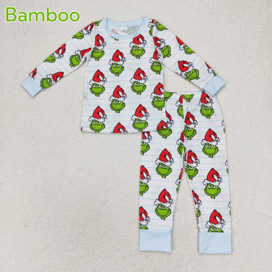 Baby Boys Green Face Long Sleeve Bamboo Pajama Set