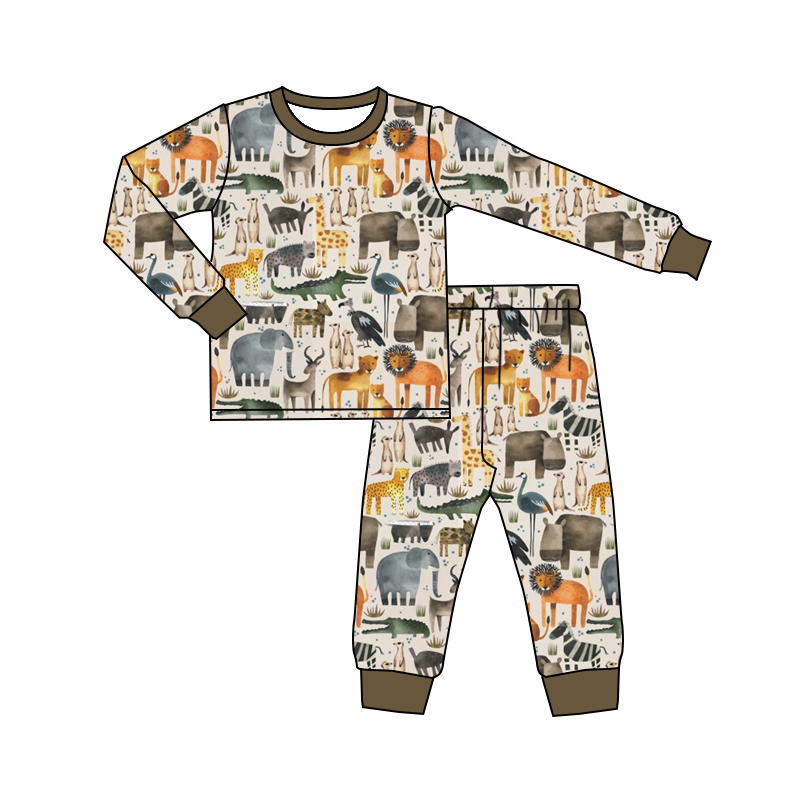 BLP0487 Baby Boys Bamboo Wild Animal Pajama Set Pre-order