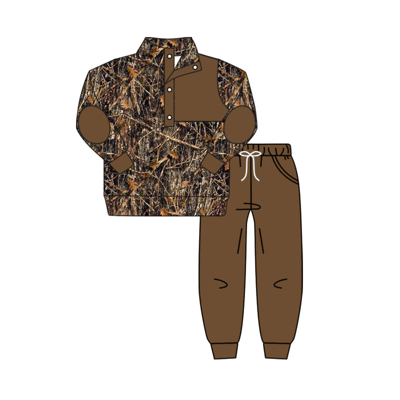 Baby Boys Camo Branch Pullover Top Brown Pants Set Pre-order 3MOQ