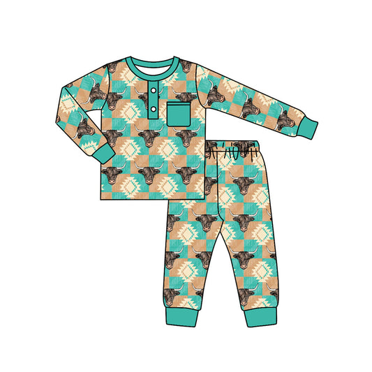 BLP0498 Baby Boys Highland Cow Pants Pajama Set Pre-order