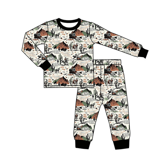 Kids Boys Western Cactus Long Sleeve Pajama  Set Pre order