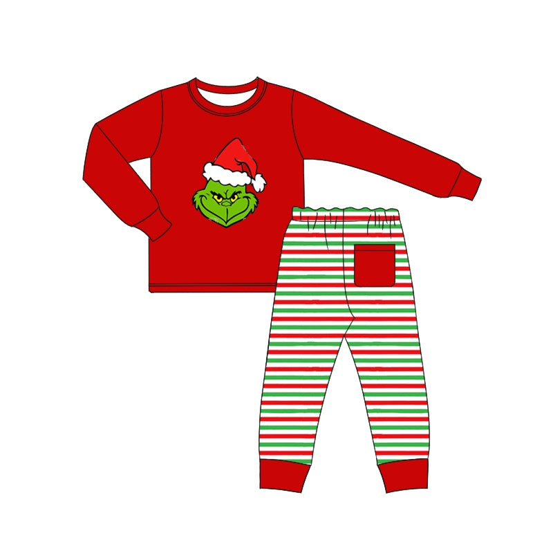 Baby Boys Christmas Green Face Pajama Set Pre-order