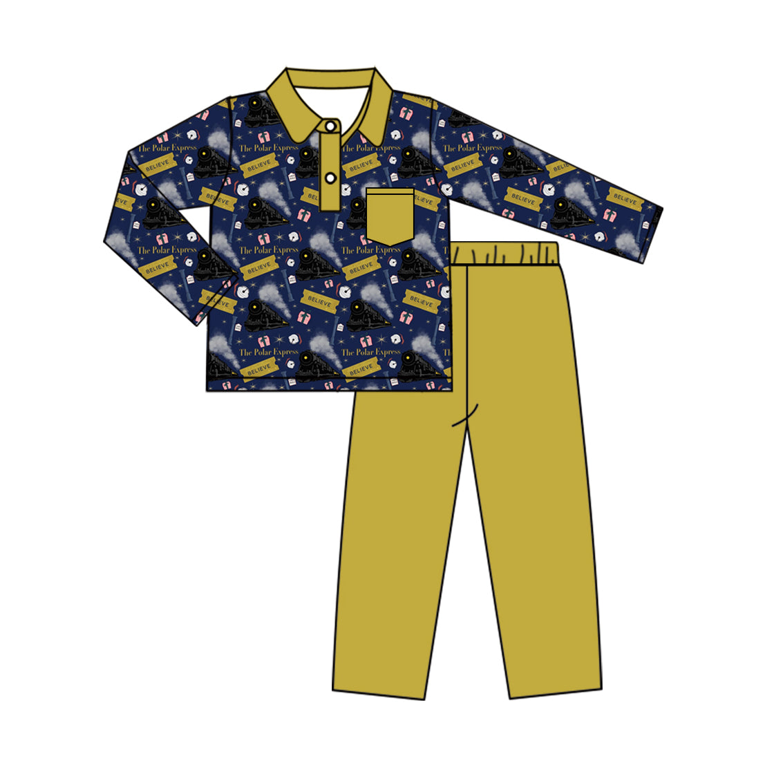 Baby Boys Polar Express Pullover Top Pants Outfit Preorder