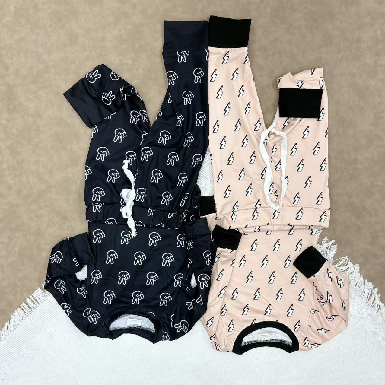 Kids  Boys Sibling Lightning/Peace Longh Sleeve Pajama Clothes Set