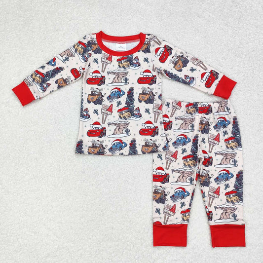 Toddler Boys Christmas Cartoon Car Pajama Set