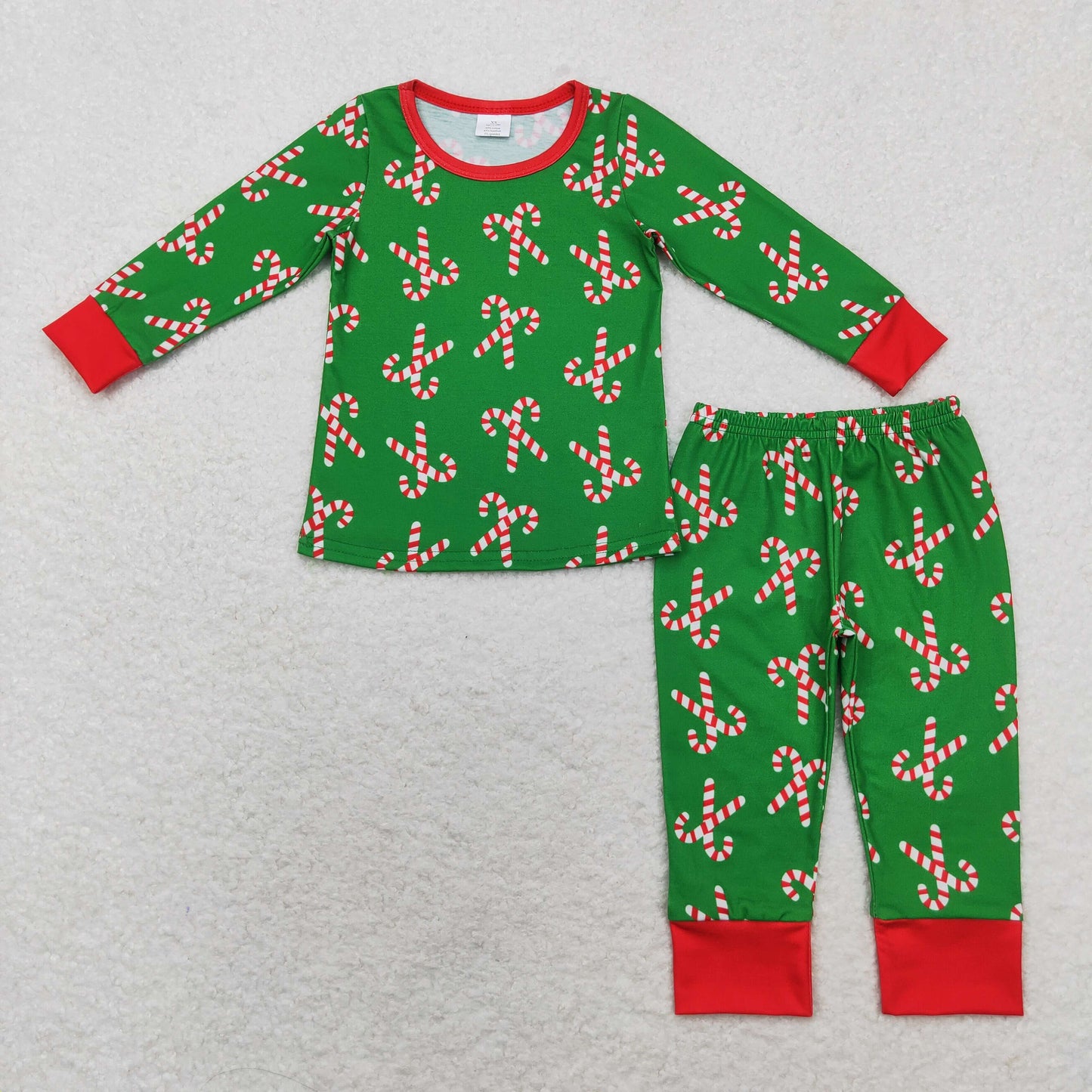 SIbling Girls Boys Christmas Candy Cane Green Pajama Set /Romper