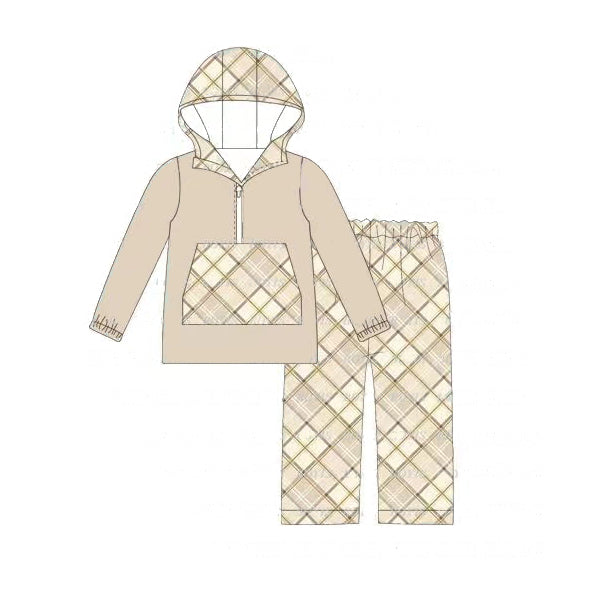 BLP0630 Kids Boys khaki Hoodie Top Pants Set Preorder