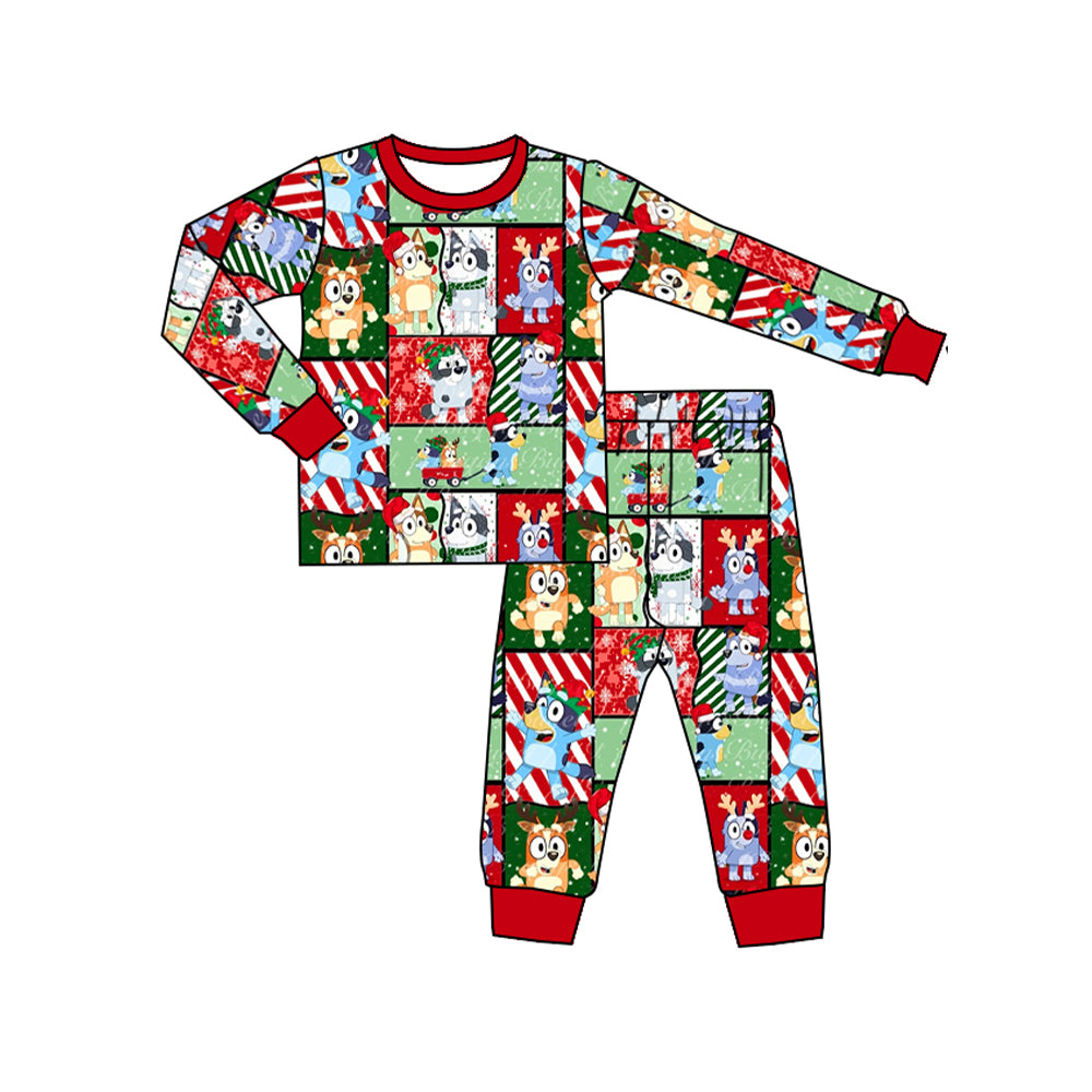 BLP0641 Baby Boys Christmas Party Cartoon Dog Pajama Set Preorder