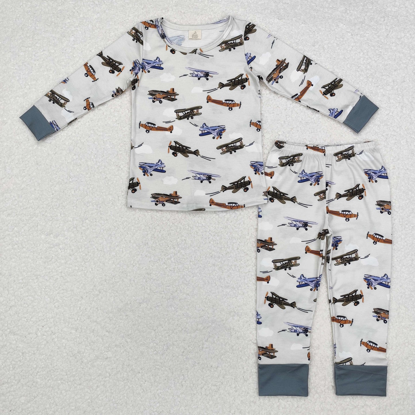 Baby Boys Brother Jet Aircraft Bamboo Pajama Set and Romper