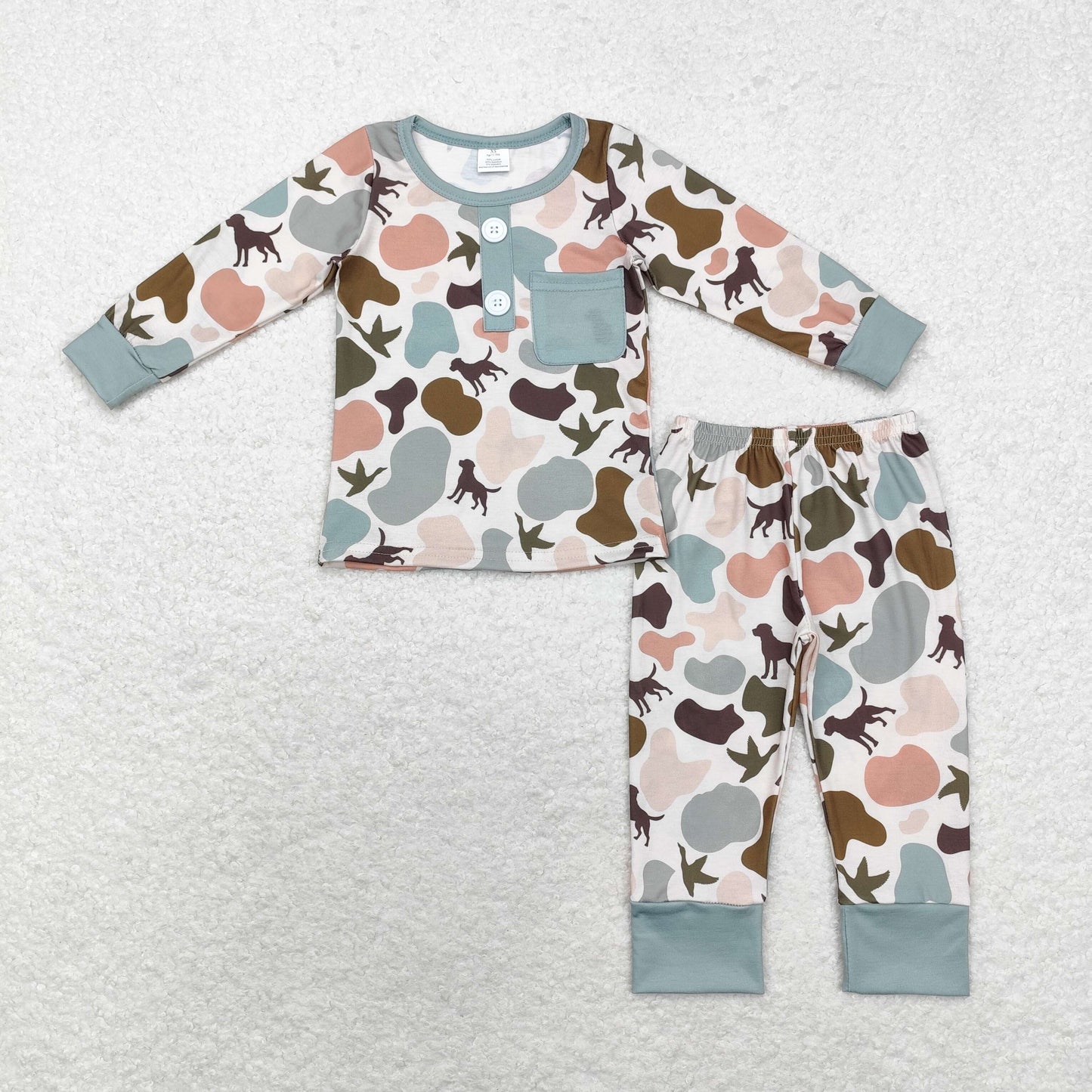 Baby Boys Brother Hunting Camo Long Sleeve Pajama Set and Romper