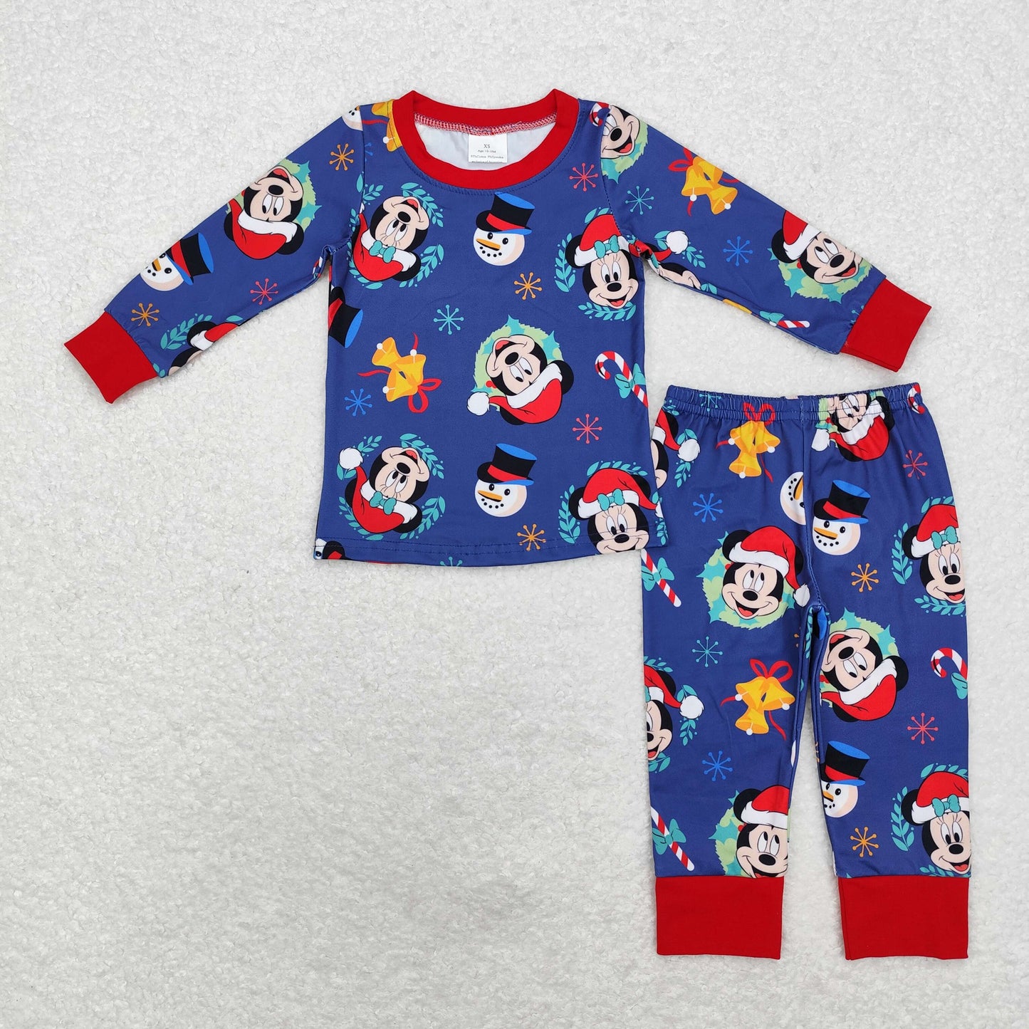 Baby Girls Boys Sibling Christmas Cartoon Mouse Pajama and Romper