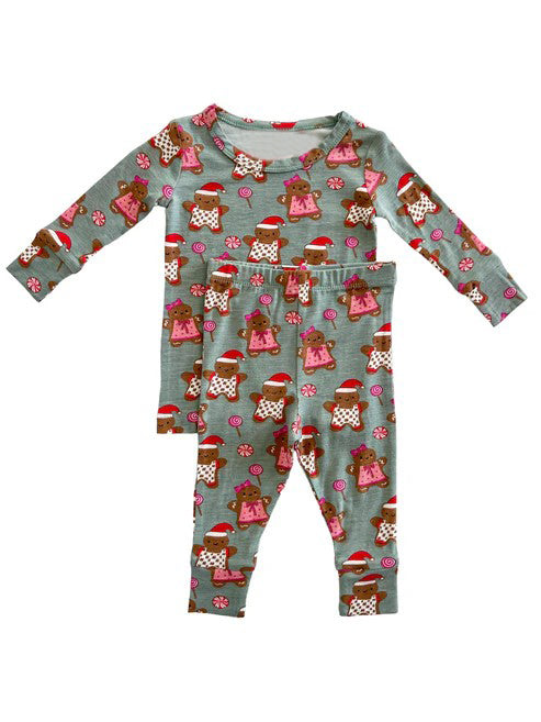 BLP0702 Baby Girls Christmas Cute gingersnap Candy Pajama Set Pre-order