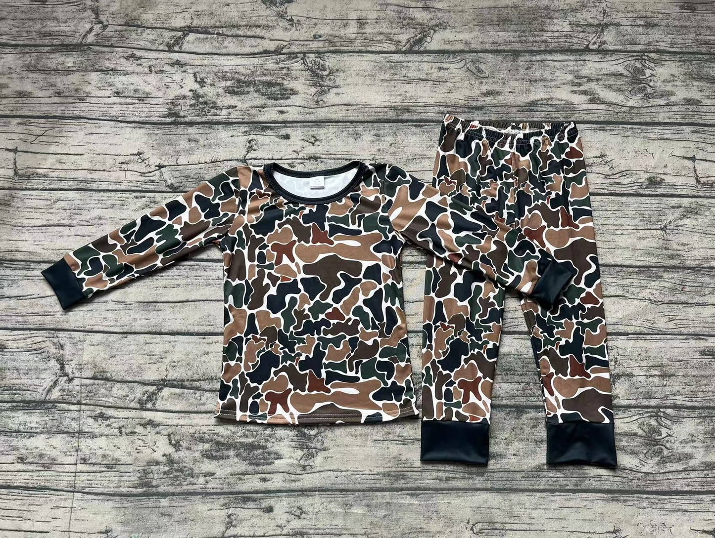 BLP0708 Baby Boys Brown Camo Long Sleeve Bamboo Pajama Set