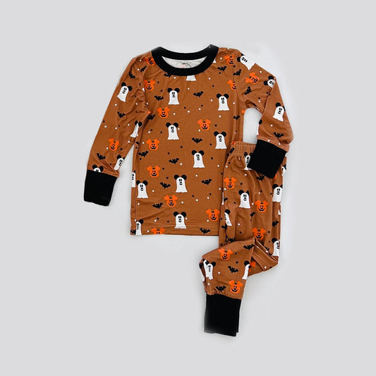 BLP0711 Baby Boys Cartoon Mouse Halloween Pumpkin Pajama Set Pre-order