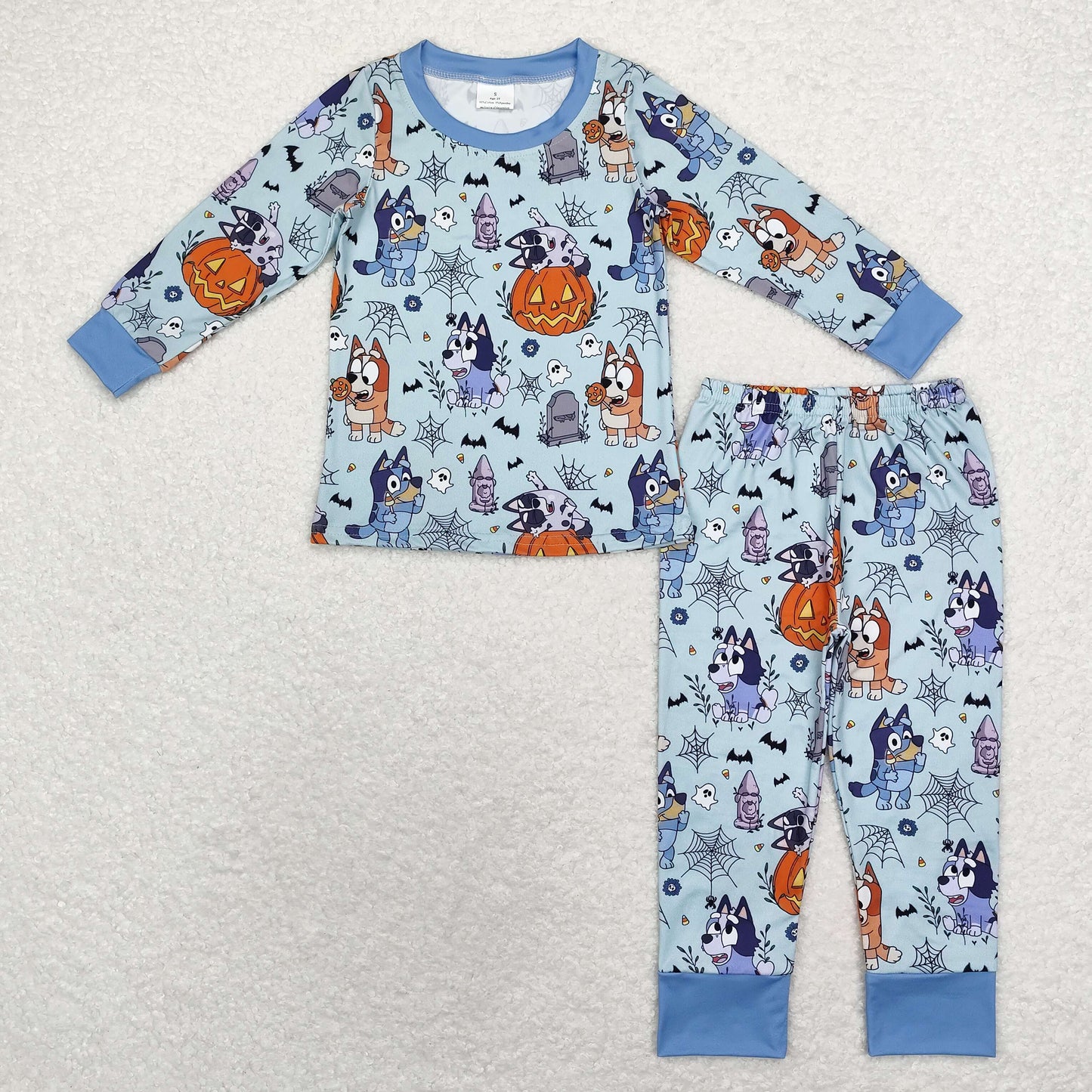 Baby Boys Brother Cartoon Dog Halloween Pumpkin Pajama and Romper