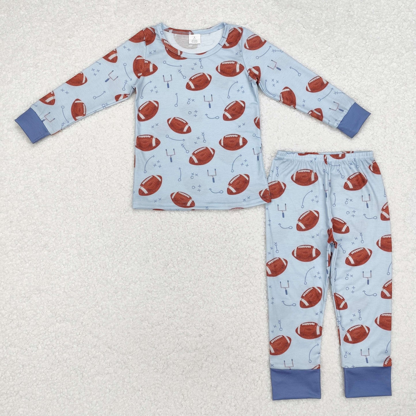 Baby Boys Sibling Brother Football Bamboo Pajama Set and Romper