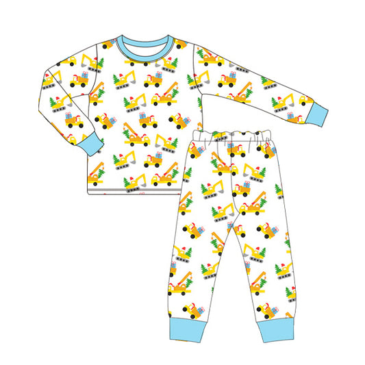 Toddler Boys Christmas Tree Construction Pajama Set Pre-order