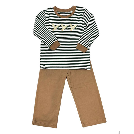 BLP0759 Baby Boys Mallard Dark Green Top Brown Pants Set Pre-order