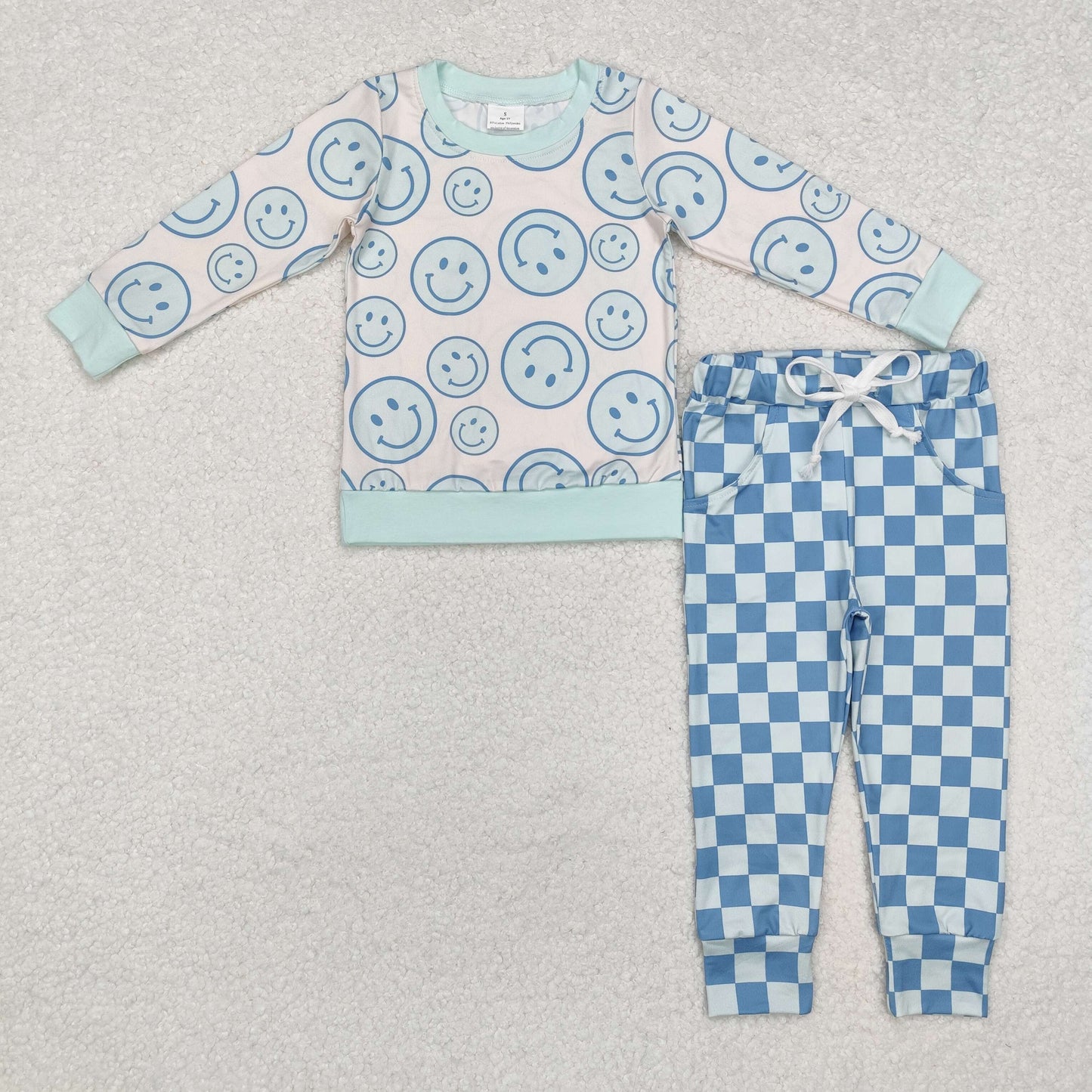 Sibling Baby Girls Boys Happy Face Top Pants Outfits Sets