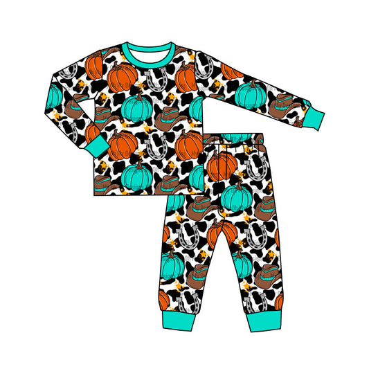 BLP0814 Baby Boys Western Pumpkin Long Sleeve Pajama Set Pre-order