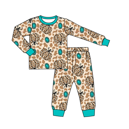 BLP0824 Baby Boys Leoaprd Pumpkin Long Sleeve Pajama Set Pre-order