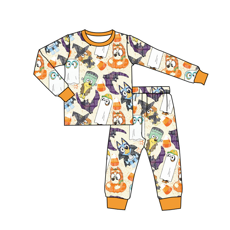 BLP0826 Baby Boys Halloween Cartoon Dog  Long Sleeve Pajama Set Pre-order