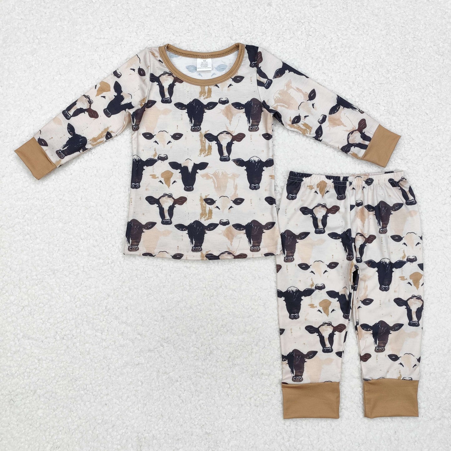 Sibling Baby Boys Western Cows Long Sleeve Pajama Ser /Zipper Romper