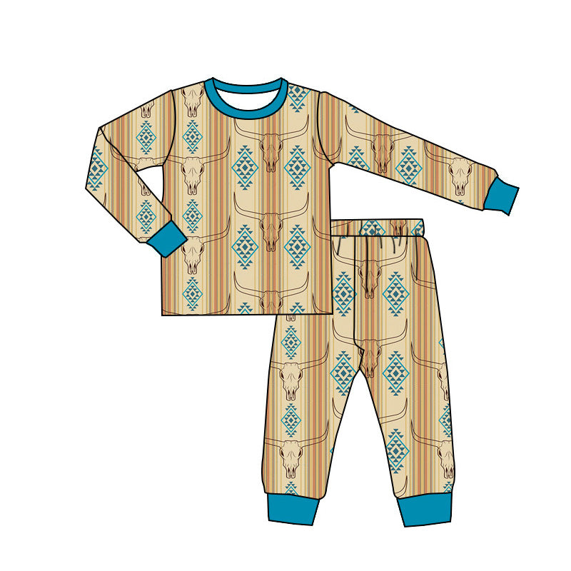 Toddler Baby Boys Western Cow Long Sleeve Pajama Set