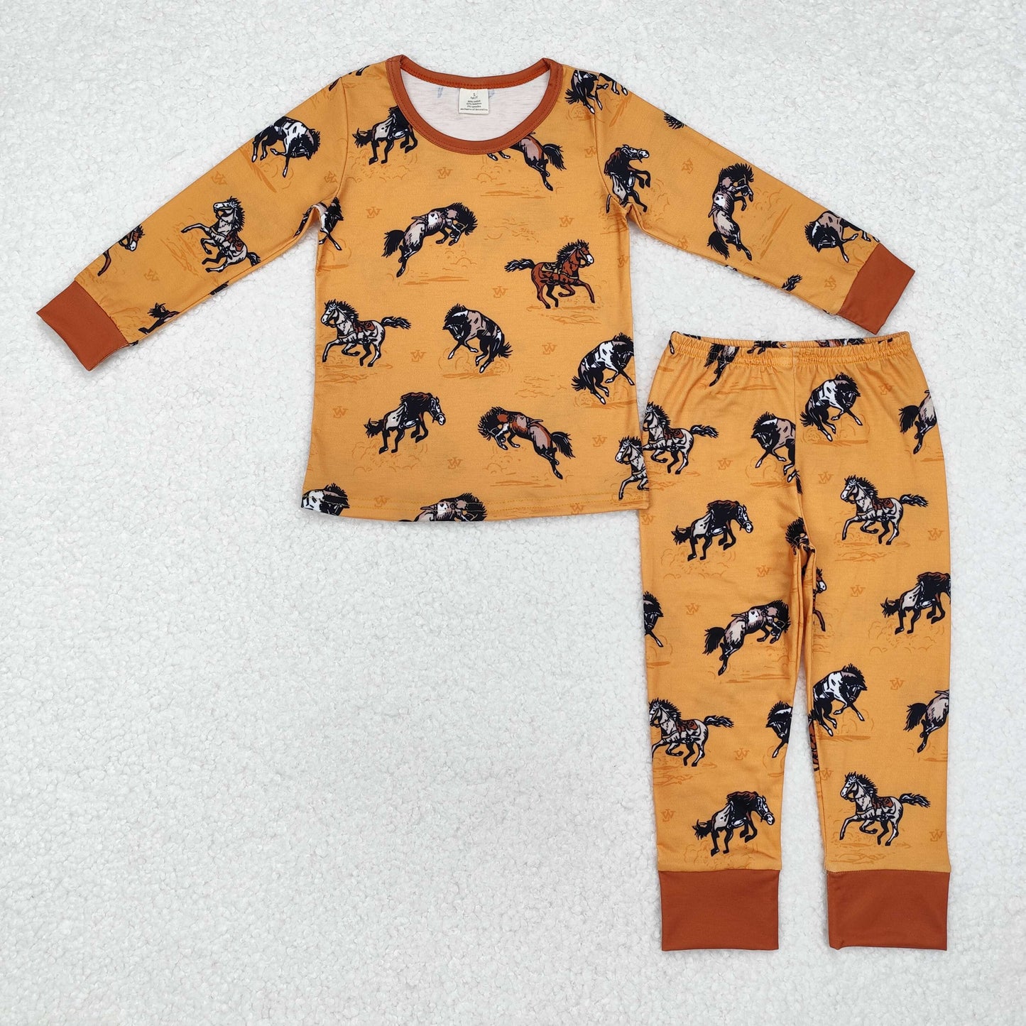 Baby Boys Brother Western Cowboy Horse Pajama Romper Sleep Wear