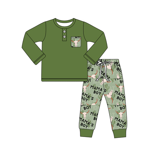 Western Mama's Boy Green Top Pants Outfit Pre-order