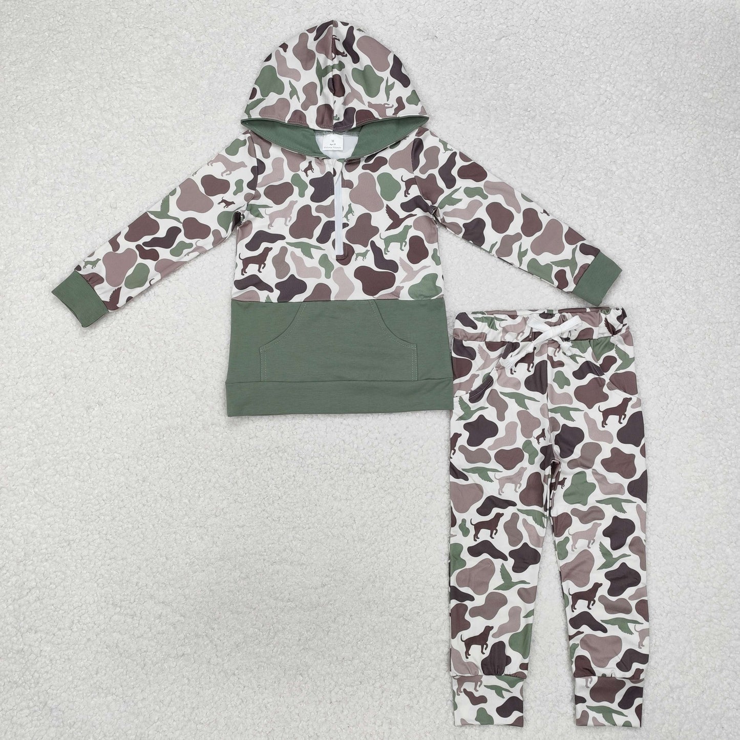 Baby Boys Hunting Dog Camo Hoodie Top Pants Outfit