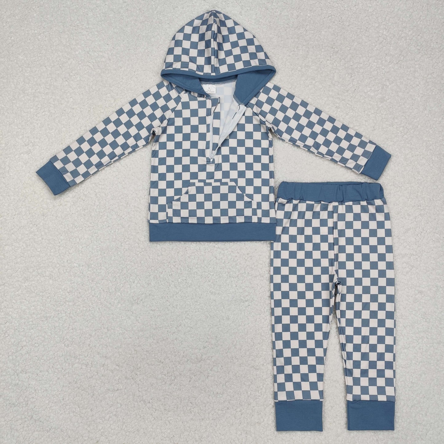 Baby Boys Checker Hoodie Top pants Outfit