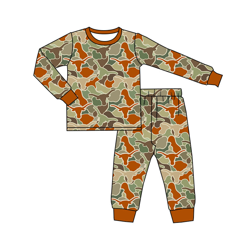 Toddler Baby Boys Western Cwo Camo Long Sleeve Pajama Set Preorder